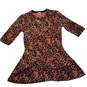 MISSONI Women's Top Size 38 Metallic Leopard Print Stretchy Peplum 3/4Sleeve NWT